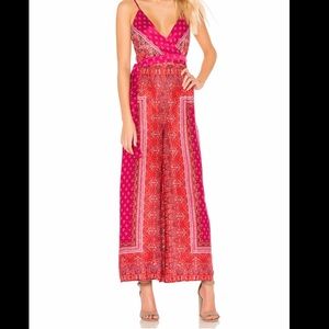 Free People Satin Jumpsuit Cabbage Rose Pink
